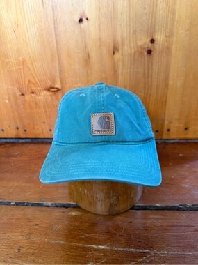 Carhartt Teal Green Washed Canvas Cap with Leather Patch